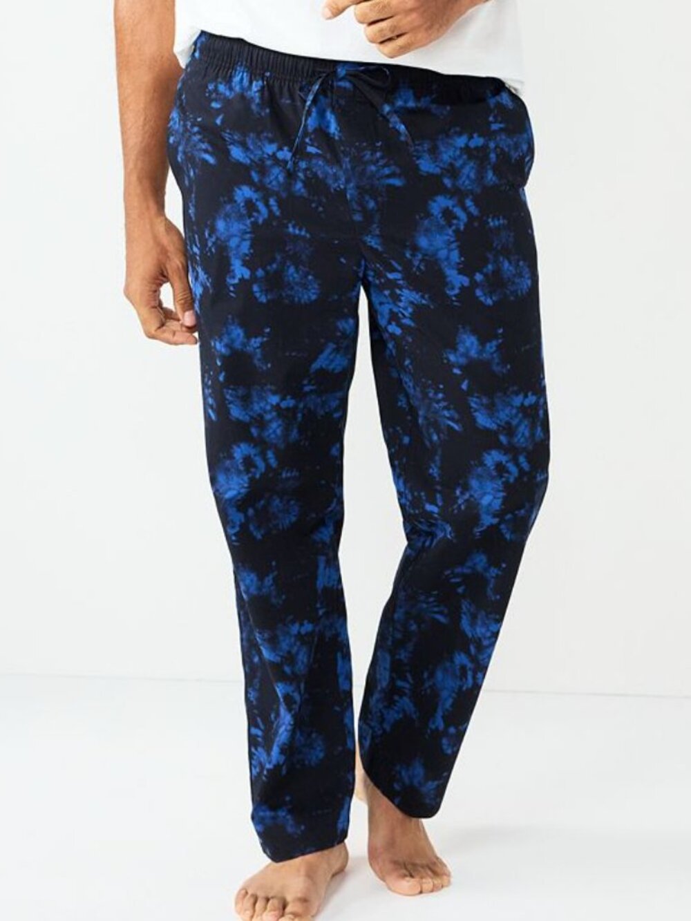Men's Sonoma Goods For Life Brushed Poplin Print Pajama Pants - Blue Tie Dye-XXL